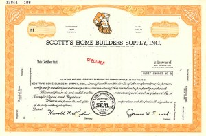 Scotty's Home Builders Supply, Inc. - Stock Certificate
